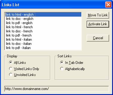 screenshot di link modificati ma non sufficientemente usabili