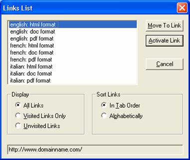 screenshot di link modificati in modo adeguato